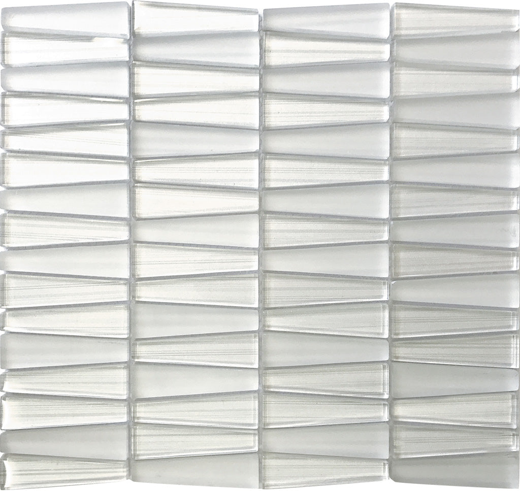 White 12x13 Glossy Matte Trapezium Glass Mosaic Tile (5 pack, 5.38 sq ft/case) - Sample