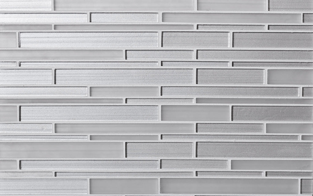 White 12x12 Sticks Glossy Matte Glass Mosaic Tile (5 pack, 5 sq ft/case) - Sample