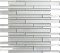 Sample - White 12x12 Linear Glossy Matte Glass Mosaic Tile (5 pack, 5 sq ft/case)