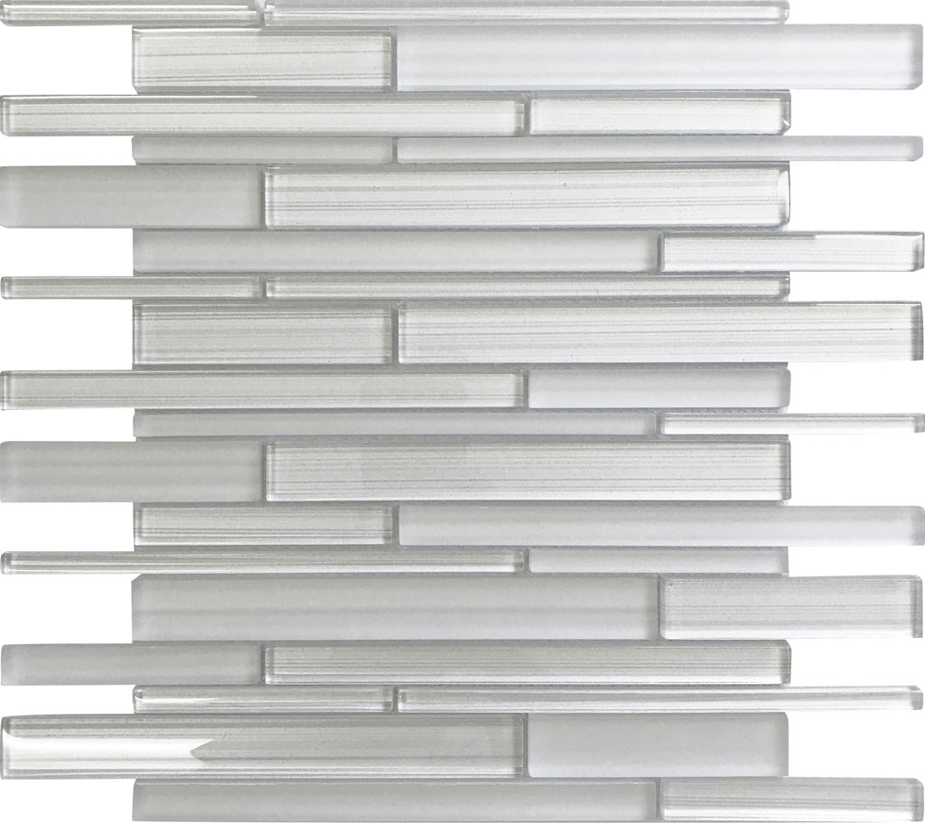 White 12x12 Sticks Glossy Matte Glass Mosaic Tile (5 pack, 5 sq ft/case) - Sample