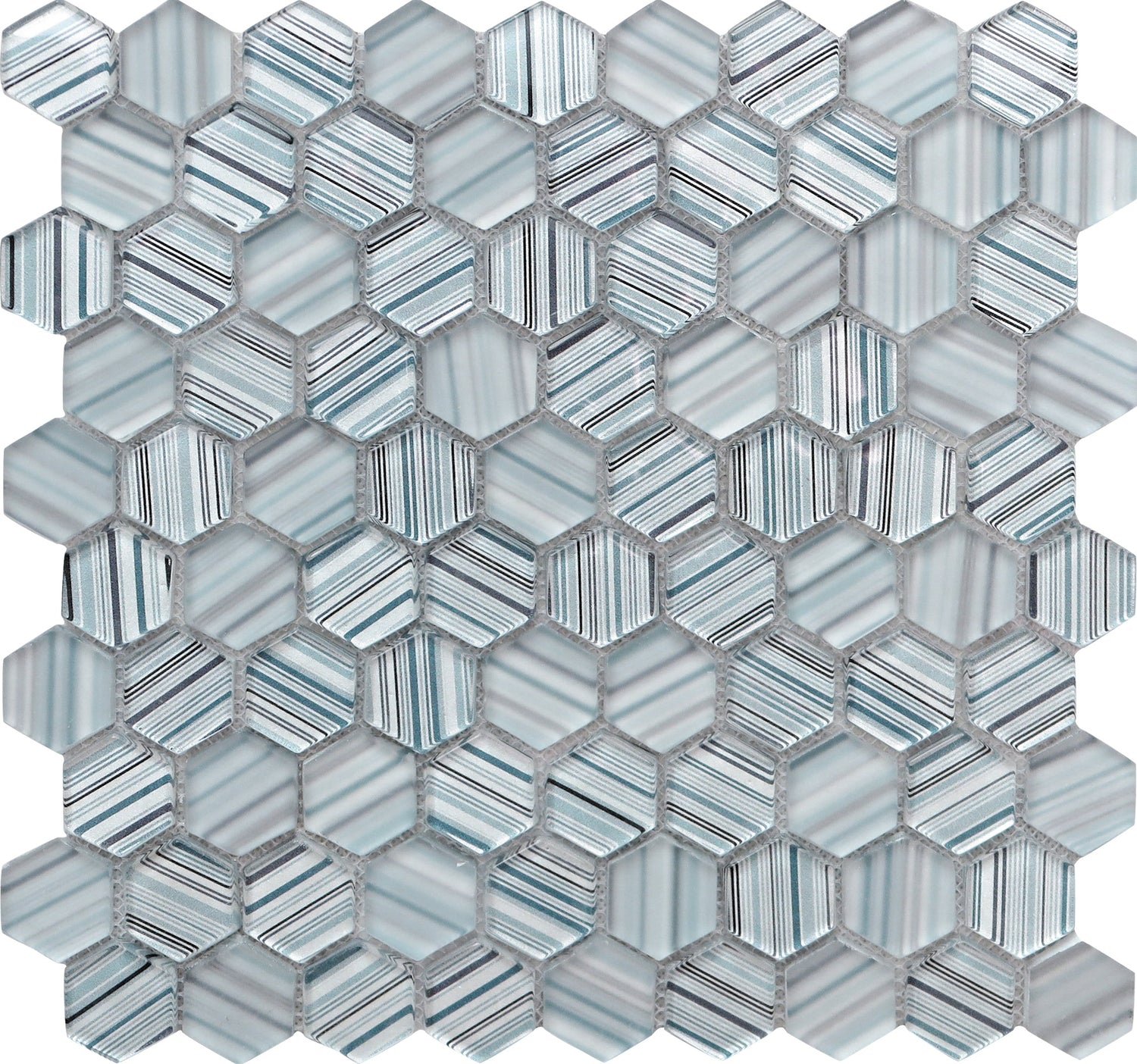 Light Blue 12x12 Glossy Matte Hexagon Glass Mosaic Tile (5 pack, 4.83 sq ft/case) - Sample