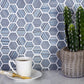 Blue Gray 12x12 Glossy Matte Hexagon Glass Mosaic Tile (5 pack, 4.83 sq ft/case) - Sample