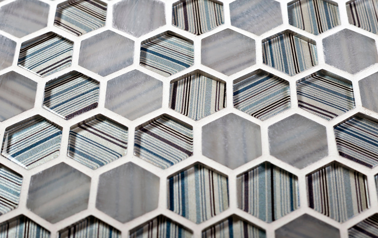 Light Blue 12x12 Glossy Matte Hexagon Glass Mosaic Tile (5 pack, 4.83 sq ft/case) - Sample