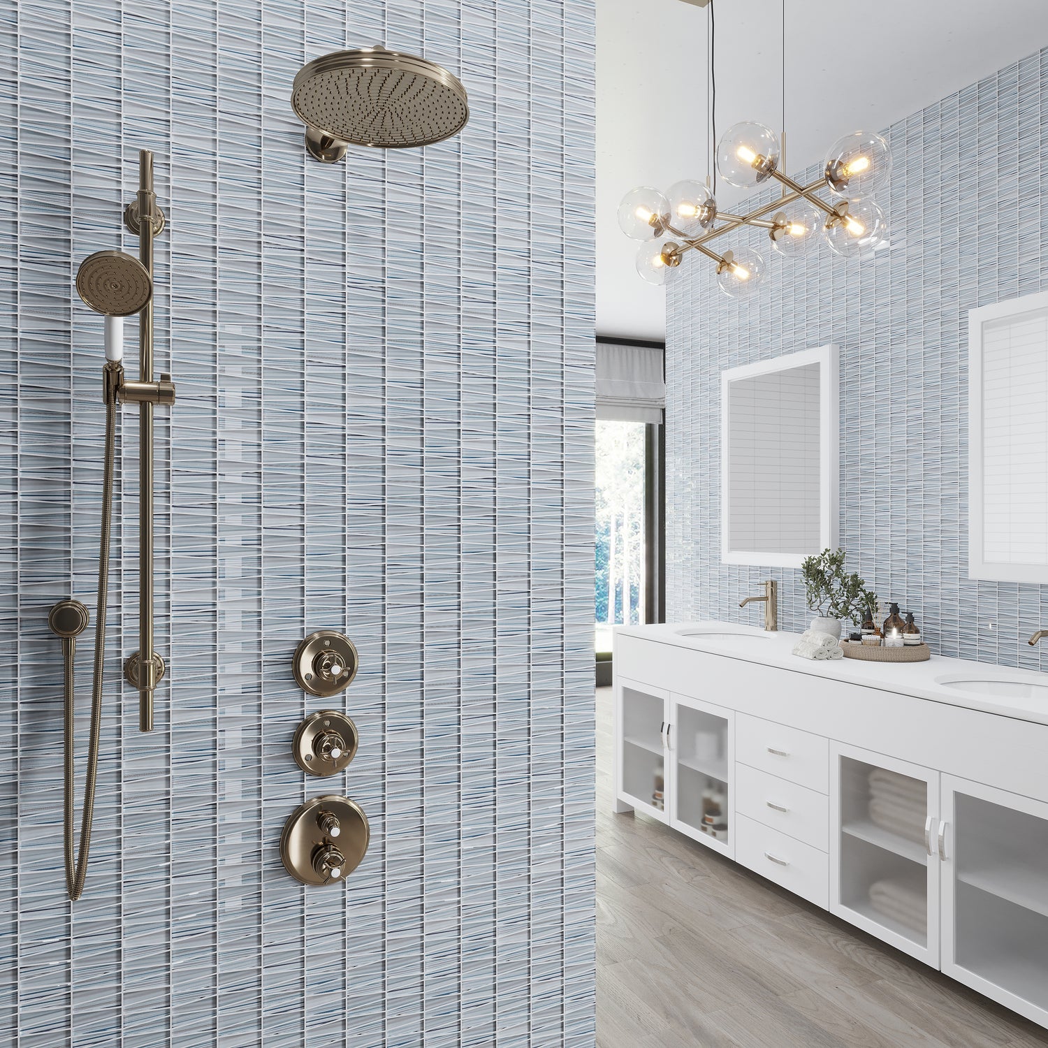 Blue 12x13 Glossy Matte Trapezium Glass Mosaic Tile (5 pack, 5.38 sq ft/case)