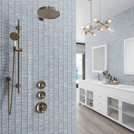 Blue 12x13 Glossy Matte Trapezium Glass Mosaic Tile (5 pack, 5.38 sq ft/case)