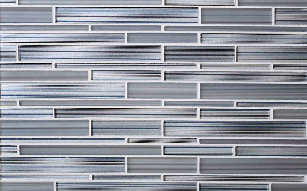 White Blue 12x12 Glossy Matte Sticks Glass Mosaic Tile (5 pack, 5 sq ft/case) - Sample
