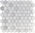 Sample - White 12x12 Glossy Matte Hexagon Glass Mosaic Tile (5 pack, 4.83 sq ft/case)