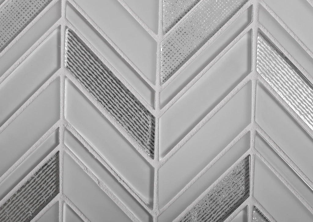 Blue Gray 10x10 Glossy Matte Herringbone Glass Mosaic Tile (5 pack, 3.76 sq ft/case) - Sample