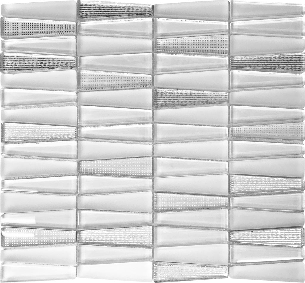 White 12x13 Glossy Matte Trapezium Glass Mosaic Tile (5 pack, 5.38 sq ft/case) - Sample