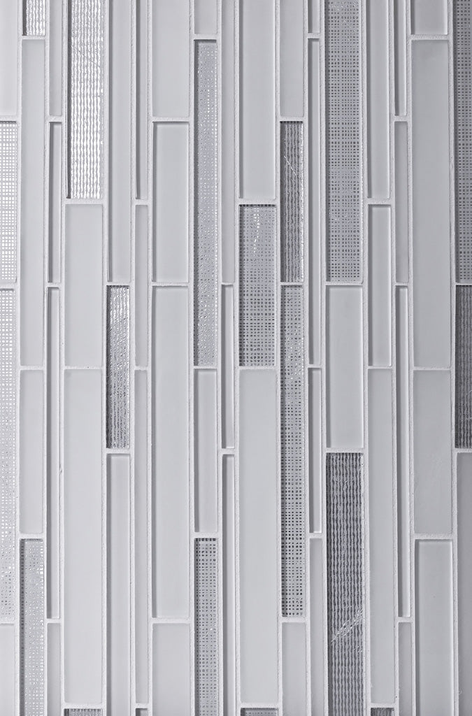 White 12x12 Glossy Matte Sticks Glass Mosaic Tile (5 pack, 5 sq ft/case) - Sample