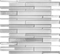 Sample - White 12x12 Glossy Matte Sticks Glass Mosaic Tile (5 pack, 5 sq ft/case)