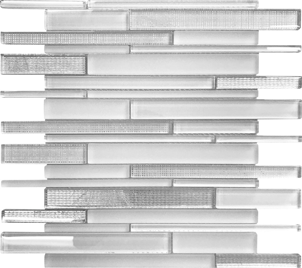 White 12x12 Glossy Matte Sticks Glass Mosaic Tile (5 pack, 5 sq ft/case) - Sample