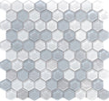 Sample - Blue Gray 12x12 Glossy Matte Hexagon Glass Mosaic Tile (5 pack, 4.83 sq ft/case)