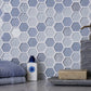 Blue Gray 12x12 Glossy Matte Hexagon Glass Mosaic Tile (5 pack, 4.83 sq ft/case) - Sample