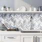 Blue Gray 10x10 Glossy Matte Herringbone Glass Mosaic Tile (5 pack, 3.76 sq ft/case) - Sample