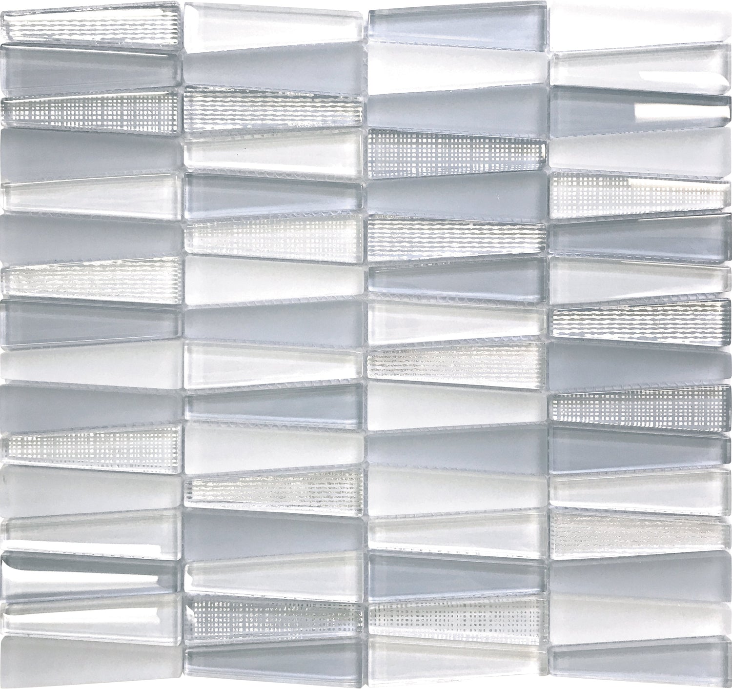 White Blue 12x13 Glossy Matte Trapezium Glass Mosaic Tile (5 pack, 5.38 sq ft/case) - Sample