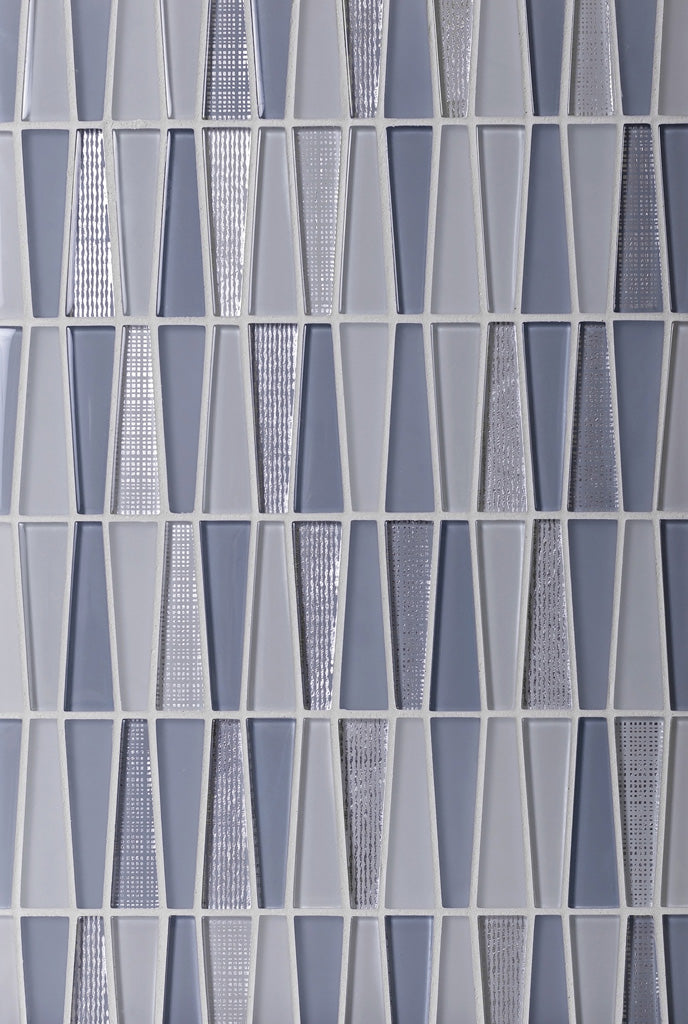 White Blue 12x13 Glossy Matte Trapezium Glass Mosaic Tile (5 pack, 5.38 sq ft/case) - Sample