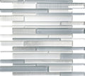 Sample - White Blue 12x12 Glossy Matte Sticks Glass Mosaic Tile (5 pack, 5 sq ft/case)
