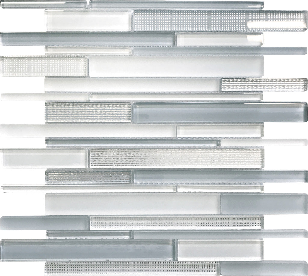 White Blue 12x12 Glossy Matte Sticks Glass Mosaic Tile (5 pack, 5 sq ft/case) - Sample