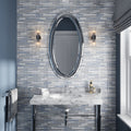 5 pack White and Blue 11.8 in. x 12.2 in. Linear Polished and Matte Finished Glass Mosaic Tile (5.00 sq ft/case)