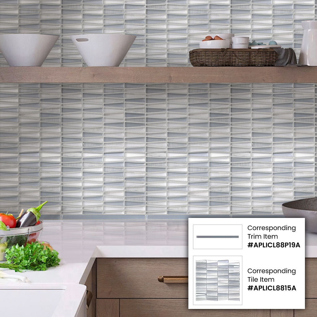 White Blue 12x13 Glossy Matte Trapezium Glass Mosaic Tile (5 pack, 5.38 sq ft/case) - Sample