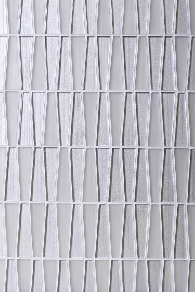 White 12x13 Glossy Matte Trapezium Glass Mosaic Tile (5 pack, 5.38 sq ft/case) - Sample
