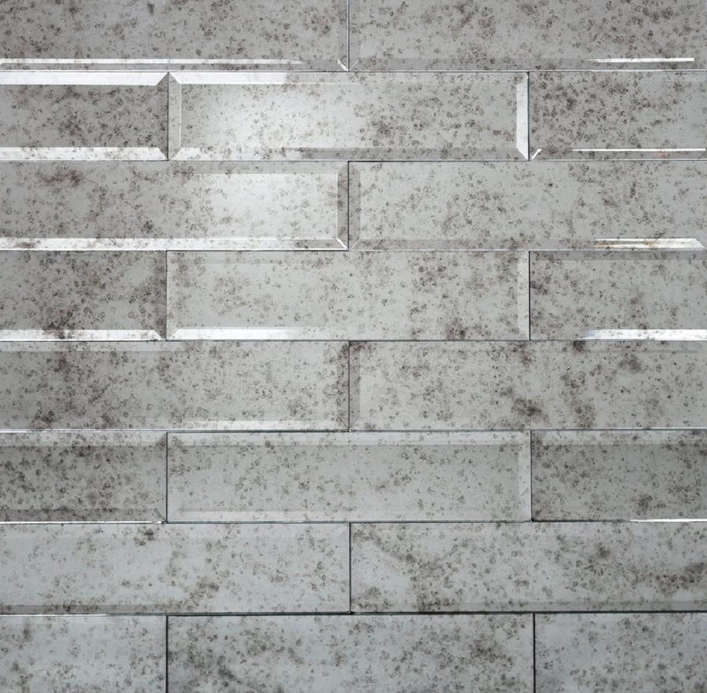 Apollo Tile Antique Mirror Glossy Beveled Glass Subway Tile – 3 x 12 in. (20 Sheets, Kitchen & Bath Use) - Sample