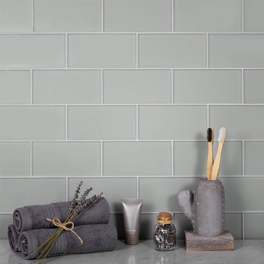 Gray 3x6 Matte Subway Glass Tile (40 pack, 5 sq ft/case) - Sample