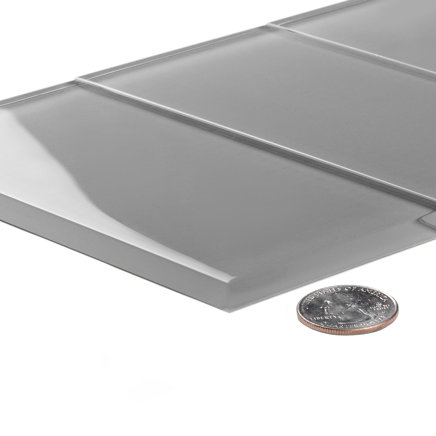 Gray 3x6 Glossy Subway Glass Tile (40 pack, 5 sq ft/case) - Sample