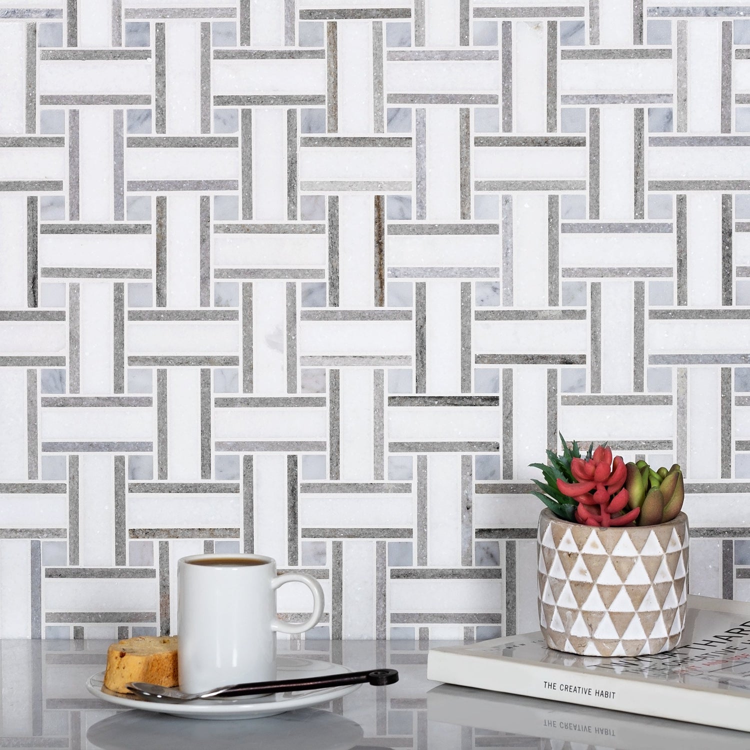 5-Pack Gray 10-in x 10-in Polished Natural Stone Floor and Wall Tile - Sample