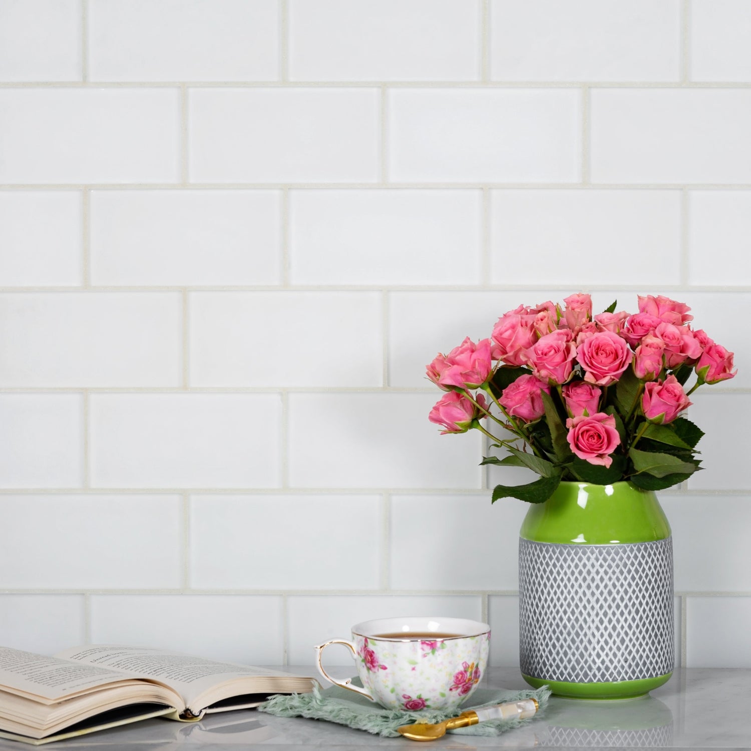 White 3x6 Matte Subway Glass Tile (40 pack, 5 sq ft/case) - Sample