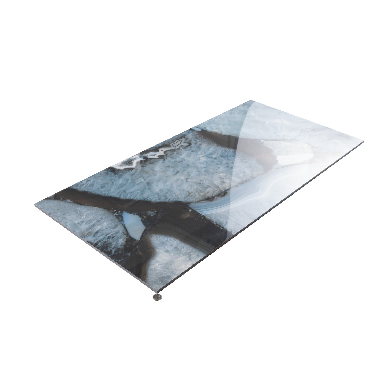 Splendor 24x48 Icy Blue Porcelain Large Format Geode Agate Wall and Floor Tile (2 Pack, 15.5 sq ft/case) - Sample