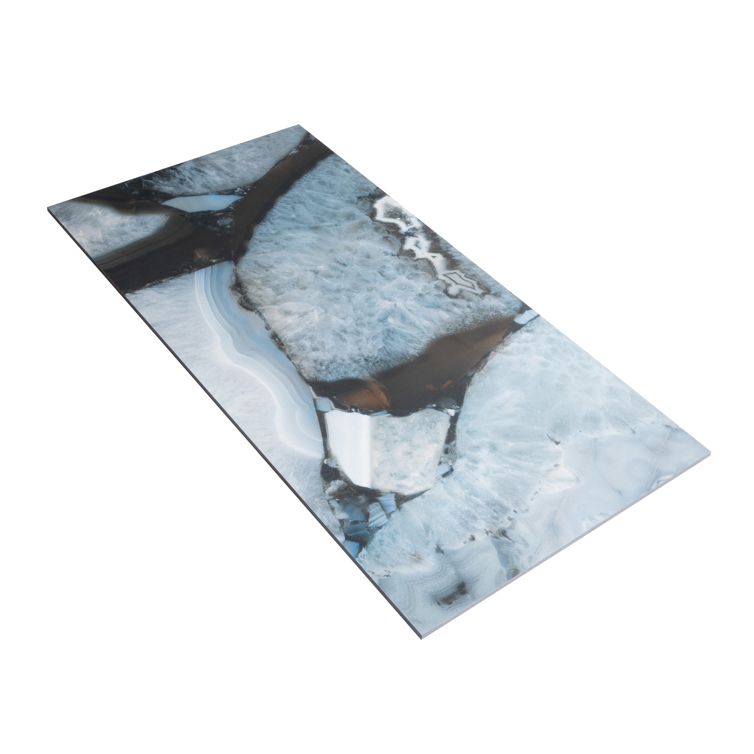 Icy Blue 24x48 Lappato Geode Agate Porcelain Large Tile (2 pack, 15.5 sq ft/case)