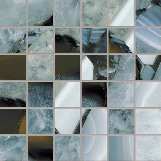Icy Blue 12x12 Lappato Geode Agate Porcelain Mosaic Tile (5 pack, 4.84 sq ft/case)