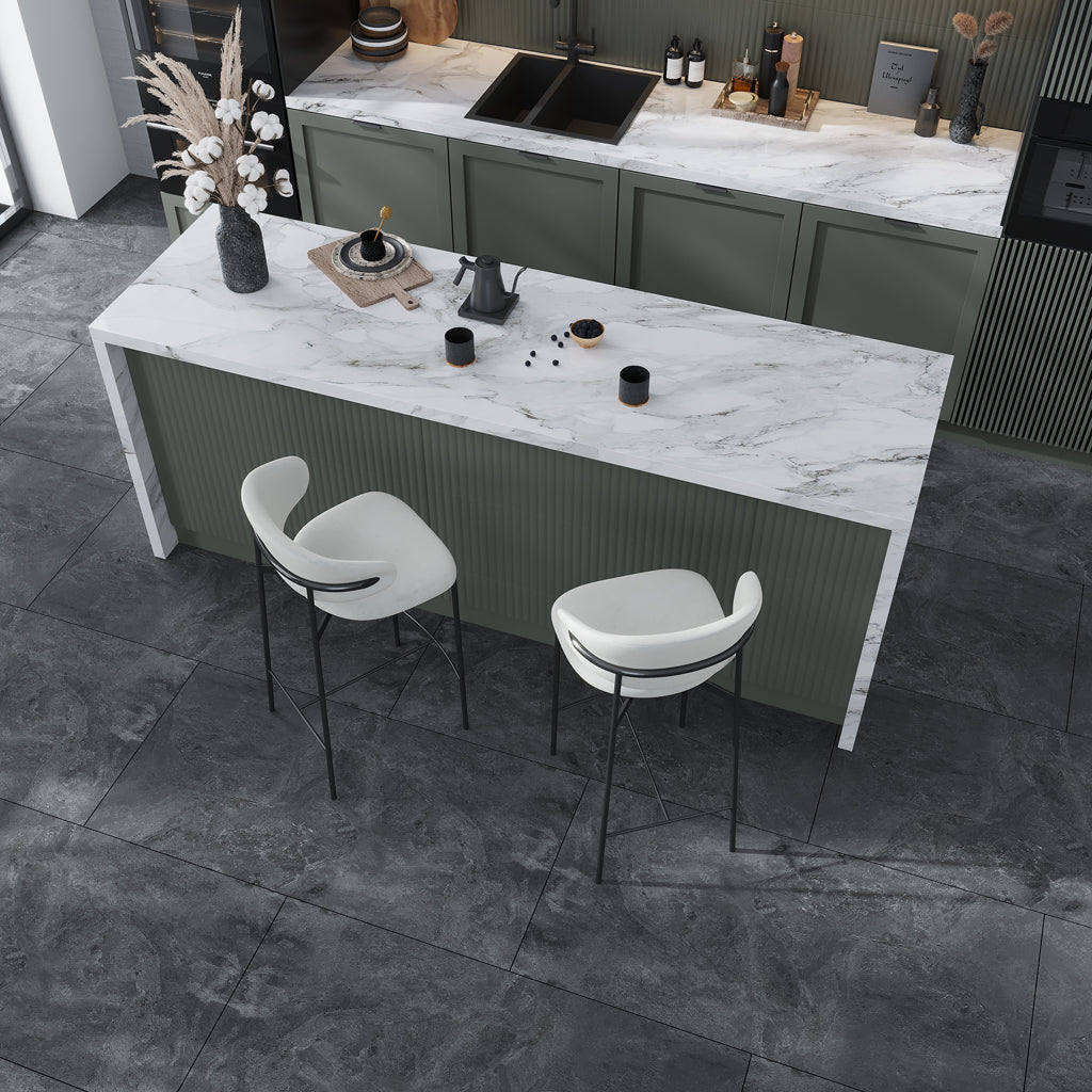 Slate Black 24x48 Matte Porcelain Large Format Tile (2 pack, 15.55 sq ft/case) - Sample