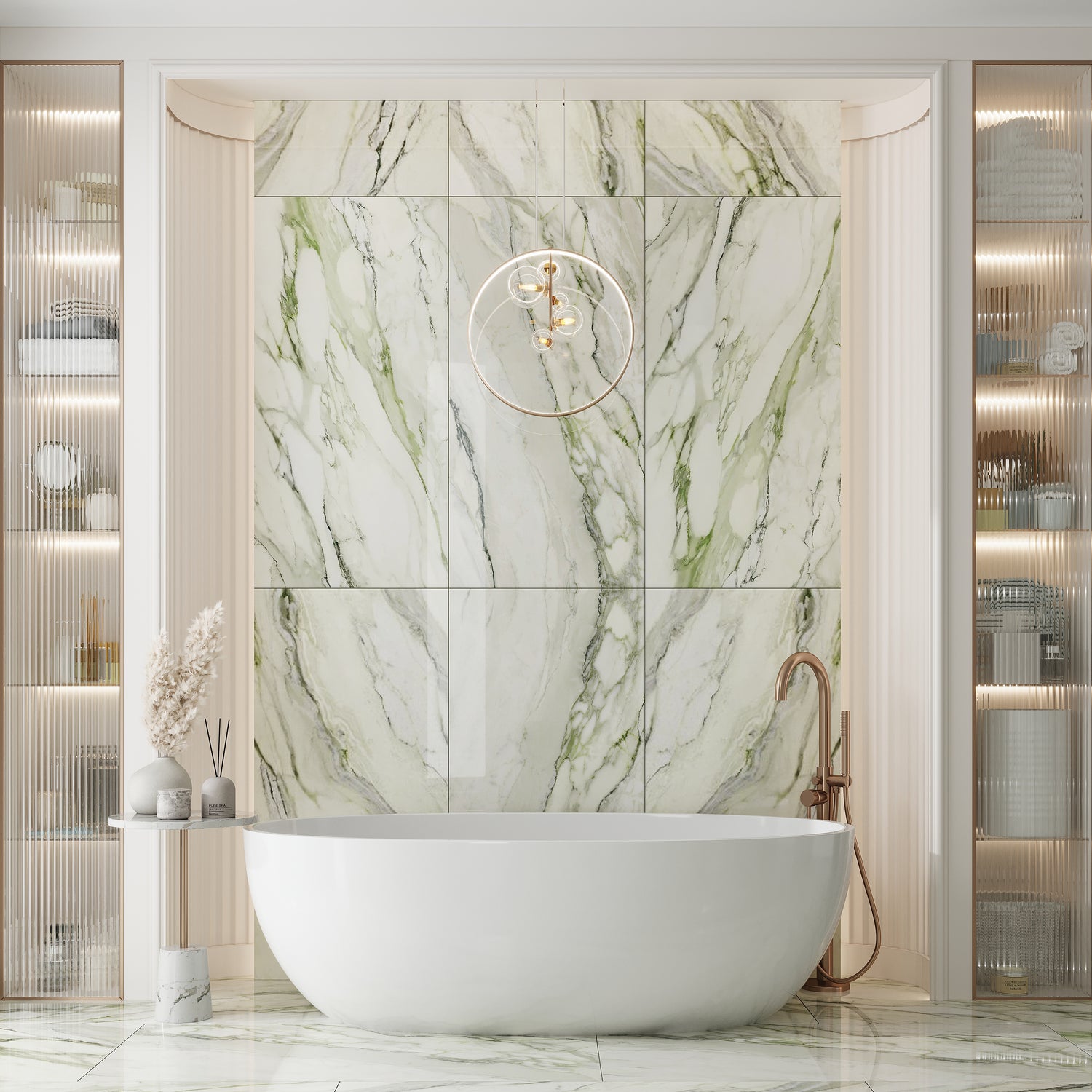 Soft White with Sage Green Vein 24x48 Matte Porcelain Large Format Tile (2 pack, 15.42 sq ft/case)