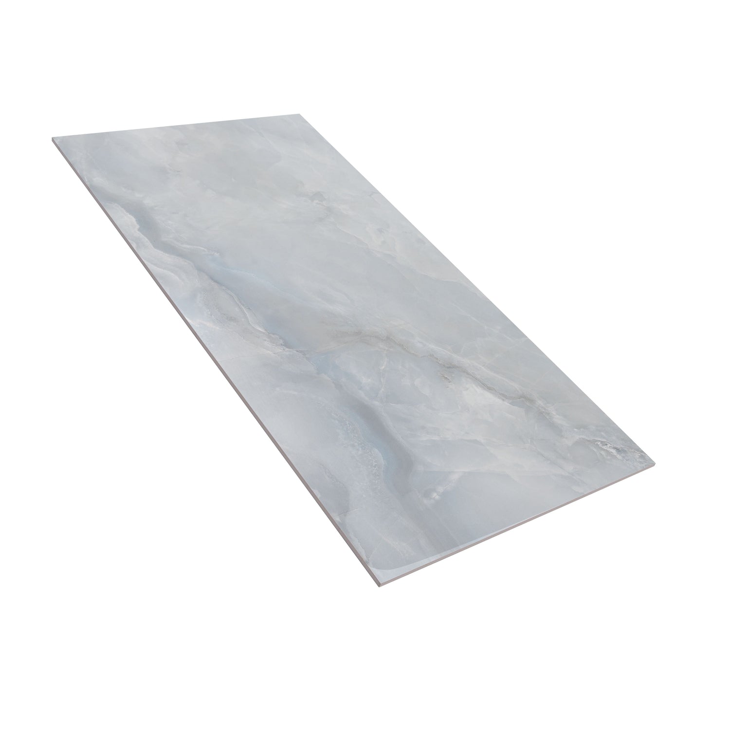 celestine blue honed porcelain tile 24x48 inches with subtle blue and gray veining large format