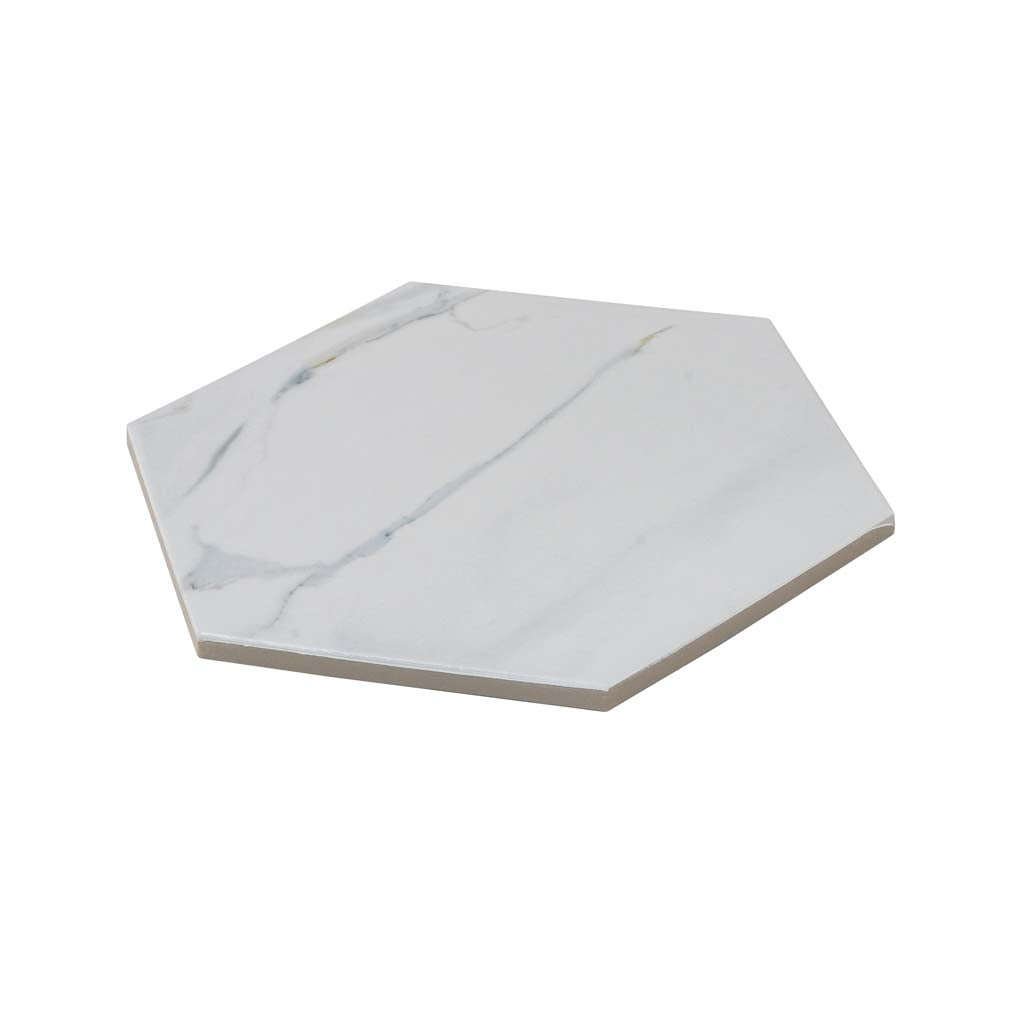 White 8x9 Matte Hexagon Porcelain Large Format Tile (24 pack, 9.04 sq ft/case) - Sample