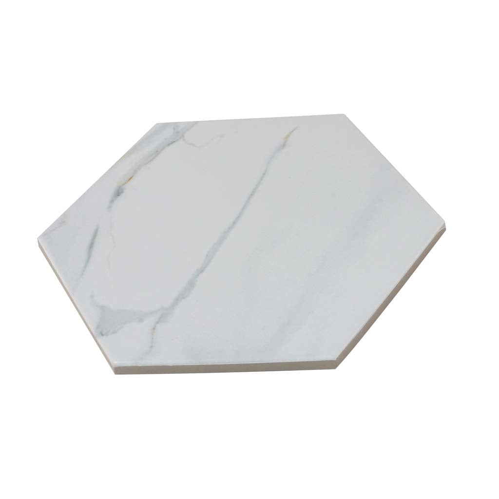 White 8x9 Matte Hexagon Porcelain Large Format Tile (24 pack, 9.04 sq ft/case) - Sample