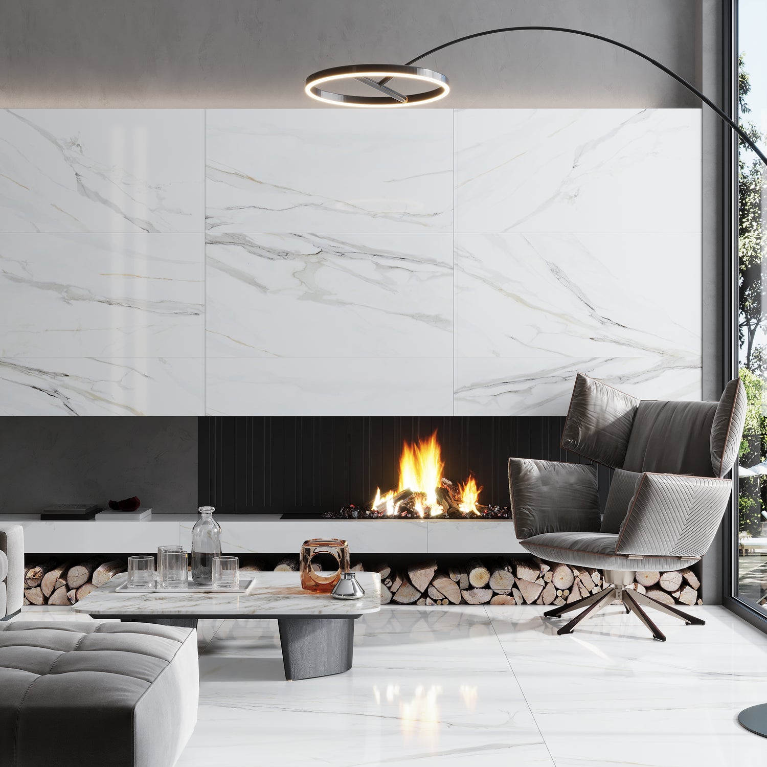 Pearl White 24x48 Polished Field Porcelain Tile (2 pack, 15.48 sq ft/case)