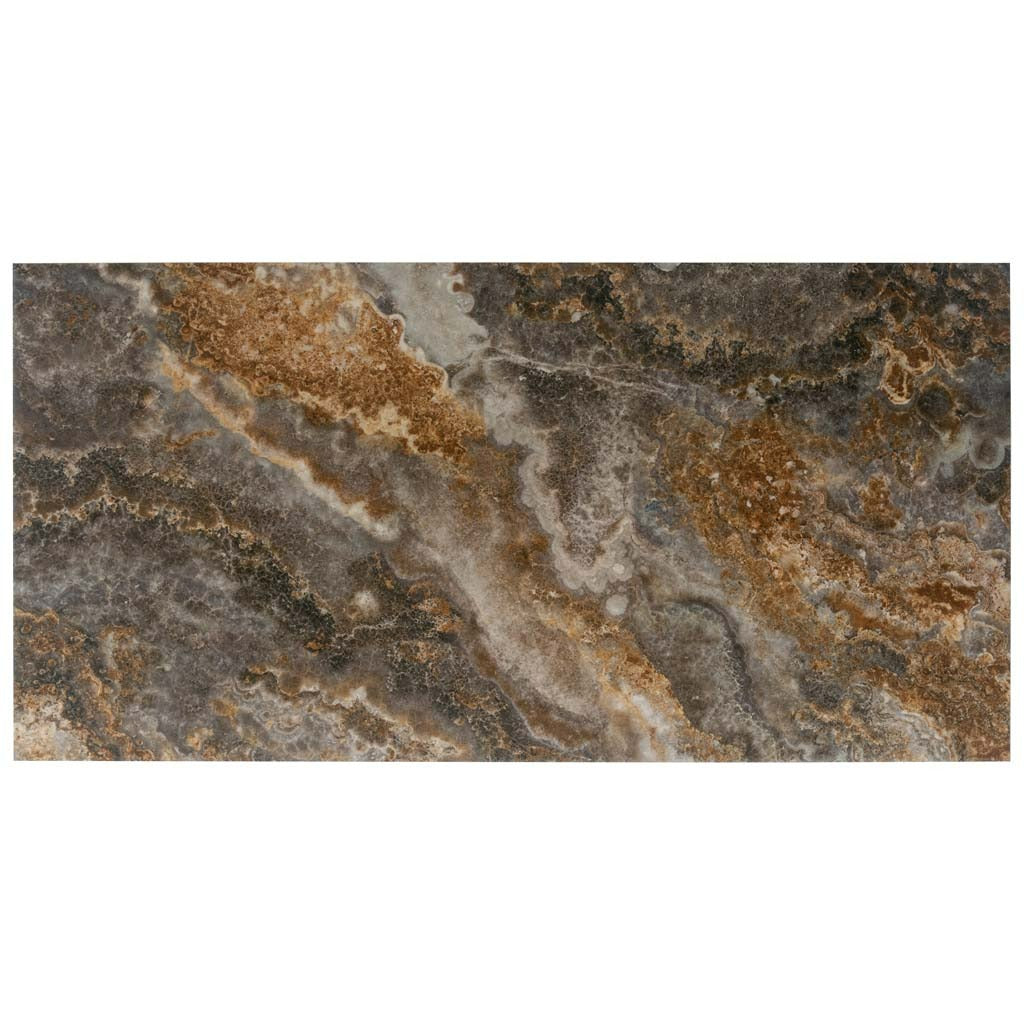 Brown 24x48 Polished Porcelain Large Format Tile (2 pack, 15.55 sq ft/case) - Sample