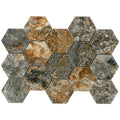 Sample - Brown 9x13 Polished Hexagon Porcelain Mosaic Tile (9 pack, 7.09 sq ft/case)