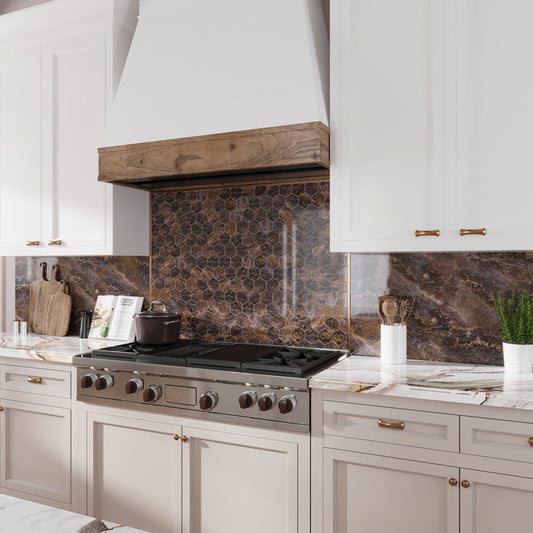 Brown 9x13 Polished Hexagon Porcelain Mosaic Tile (9 pack, 7.09 sq ft/case) - Sample