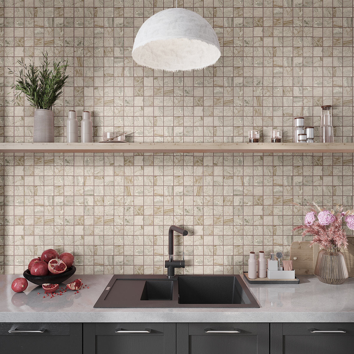 Beige 12x12 Matte Uniform Square Porcelain Mosaic Tile (6 pack, 5.81 sq ft/case) - Sample