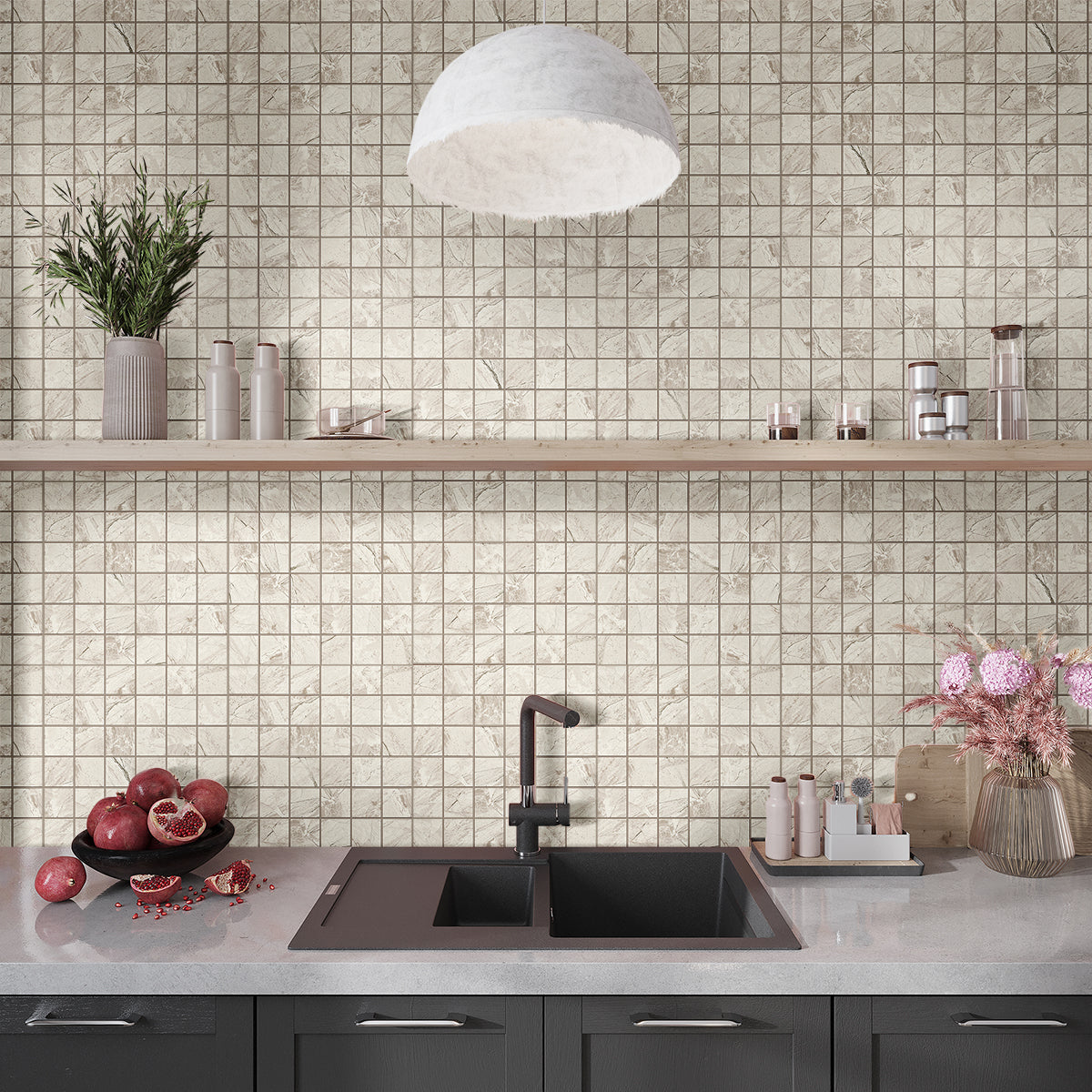 Stone Beige 12x12 Matte Uniform Square Porcelain Mosaic Tile (6 pack, 5.81 sq ft/case) - Sample