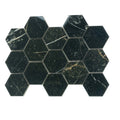 Sample - Sable Black 9x13 Polished Hexagon Porcelain Mosaic Tile (9 pack, 7.09 sq ft/case)