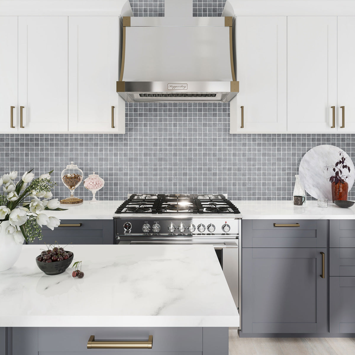 Gray 12x12 Matte Uniform Square Porcelain Mosaic Tile (11 pack, 10.65 sq ft/case) - Sample
