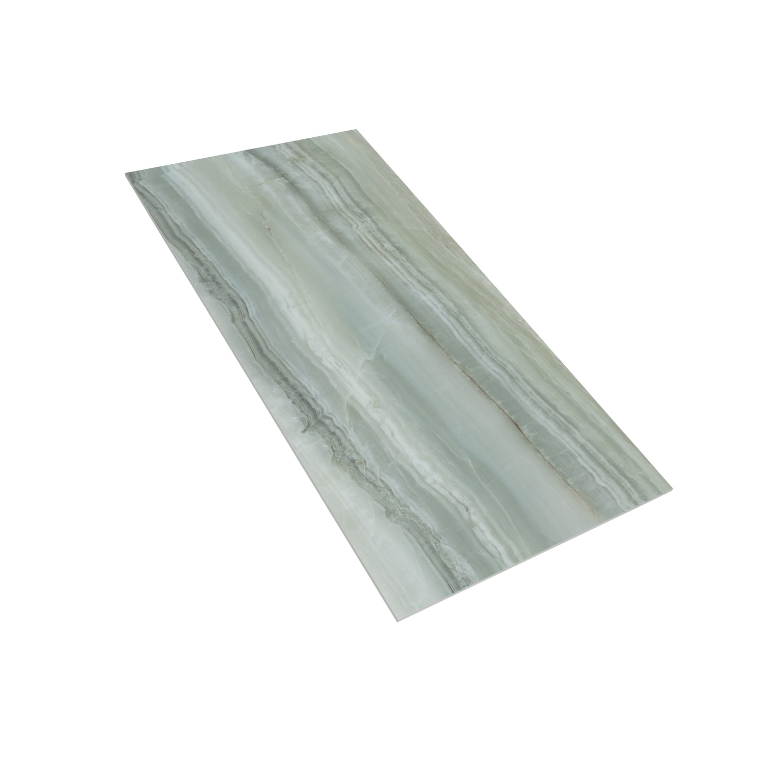 Sage jade green honed porcelain large tile with natural stone-like striations 24x48 inche