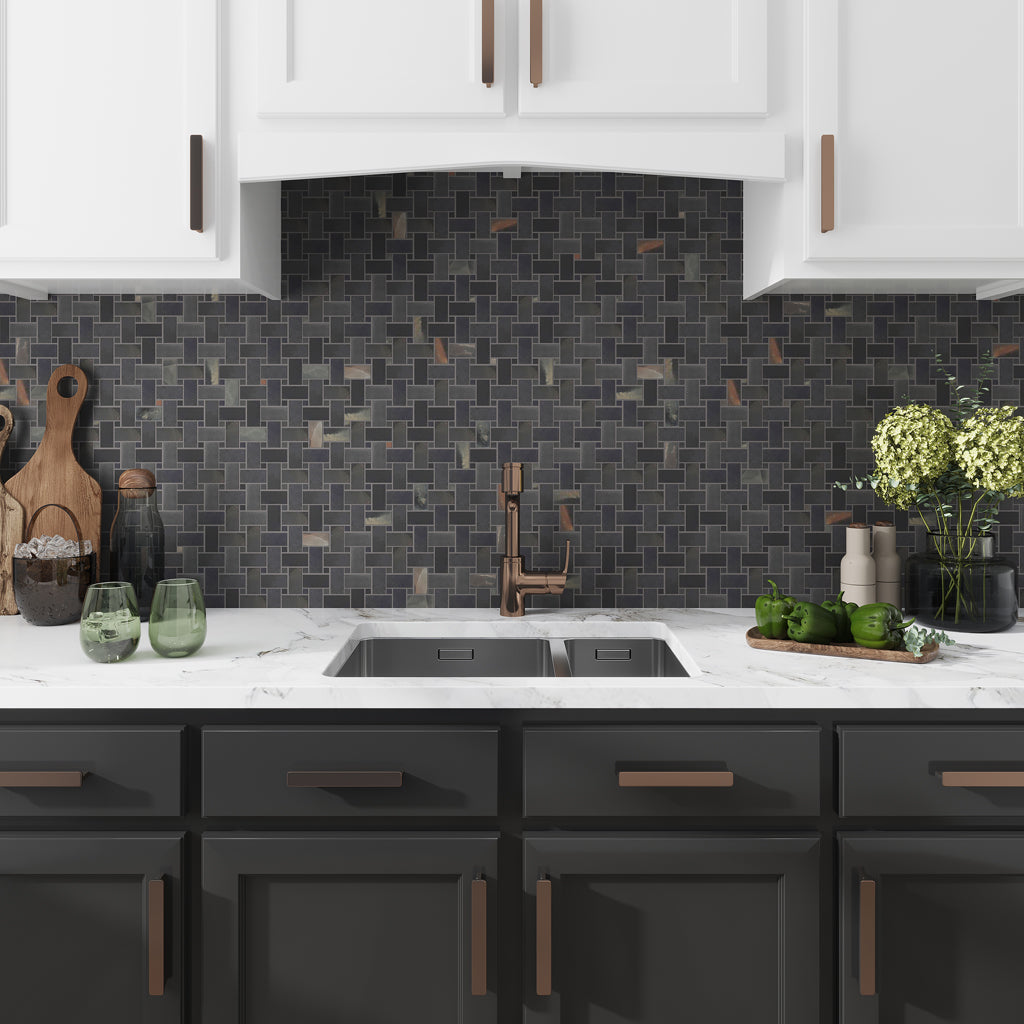 Splendor Black 11.81 in. x 11.81 in. Matte Porcelain Mosaic Wall and Floor Tile (10 Cases, 48.40 sq ft/Pallet)