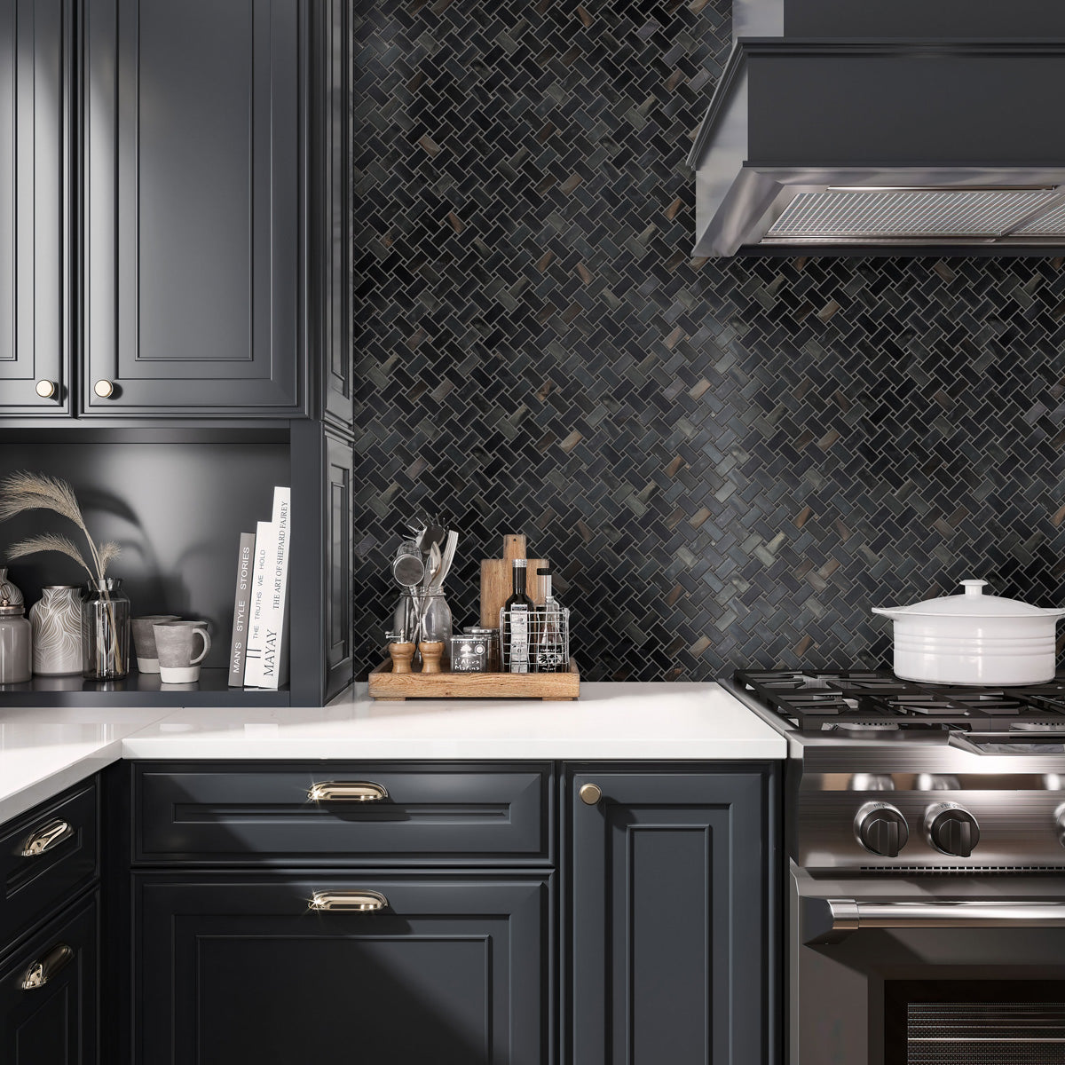 5 pack Splendor 11.81 in. x 11.81 in. Matte Black Porcelain Mosaic Wall and Floor Tile (4.84 sq ft/case)